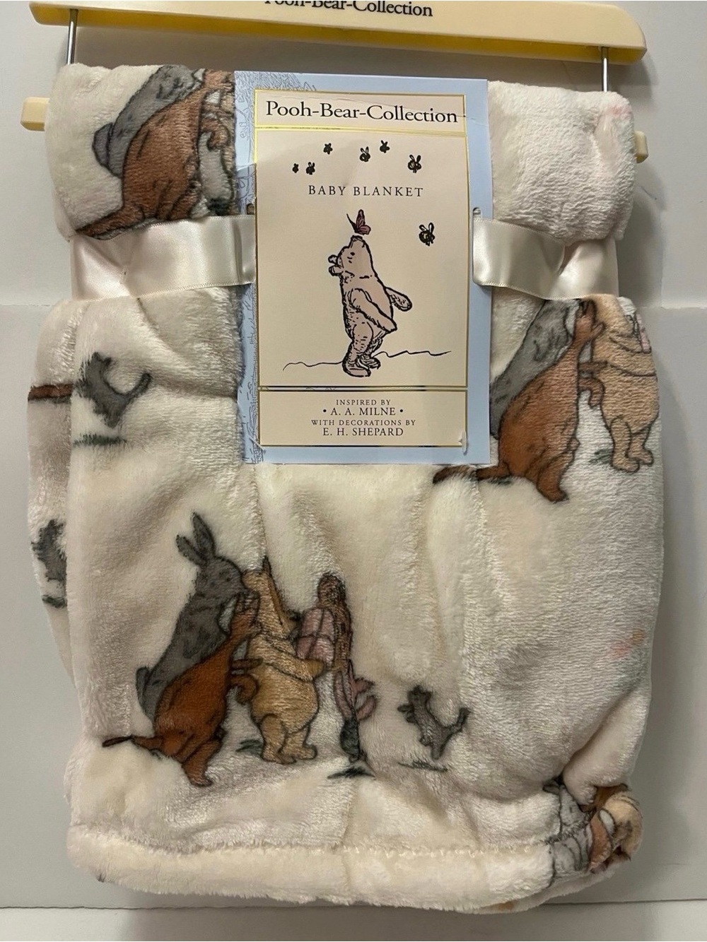 Winnie the Pooh Bear Collection Beige Baby Blanket Rabbit Owl Kanga Roo Present